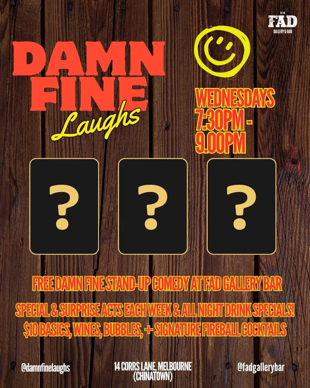 Damn Fine Laughs at FAD Gallery Bar