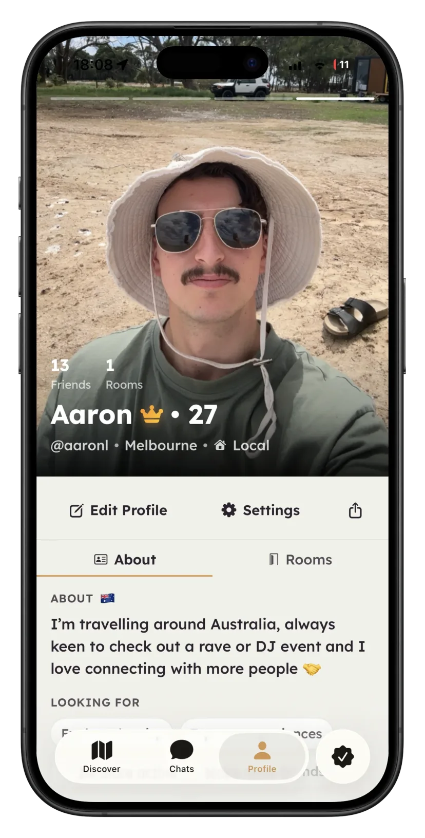 Hilltops profile of someone showing up to events