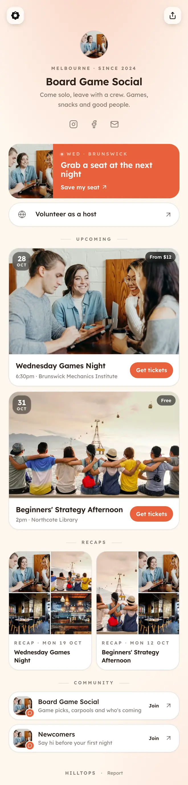 The Community template, full page.
