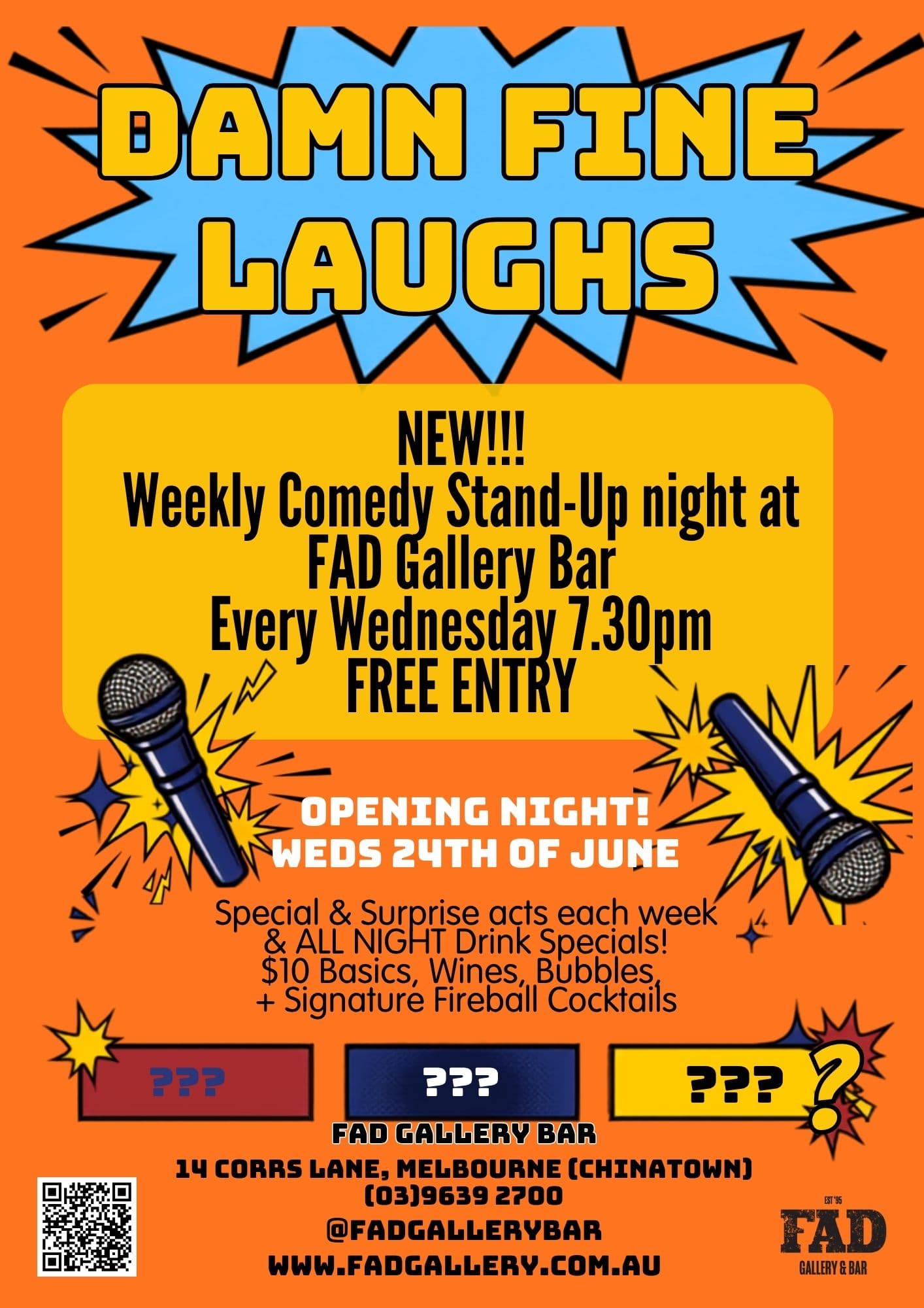 Damn Fine Laughs — Stand Up Comedy Night at FAD Gallery Bar